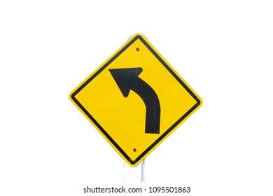 Left Curved Arrow Symbol Traffic White Stock Photo 1095501863