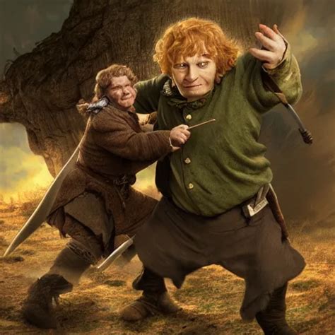 Bilbo Baggins Fighting An Orc Detailed 4k Digital Art Stable