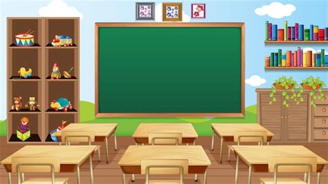 School Classroom with Blackboard and Desks PNG Clipart Picture - Clip ...