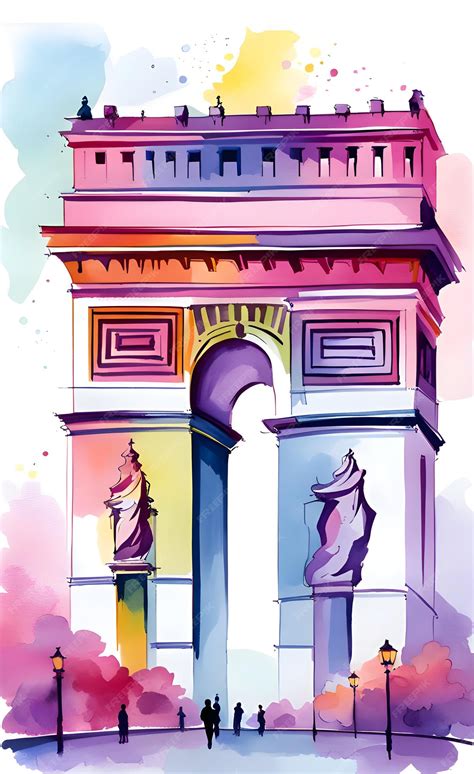 Premium AI Image | Watercolor arc de triomphe illustration