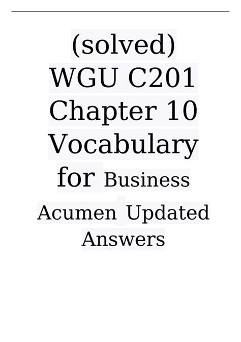 Solved WGU C201 Chapter 10 Vocabulary For Business Acumen Update