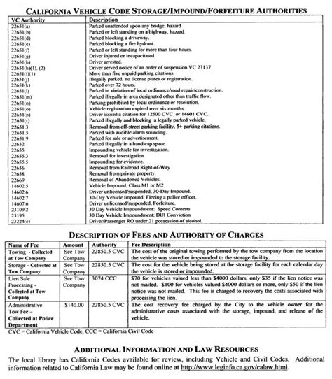 Ley De Remolque Y Embargos De Veh Culos De California Cvc