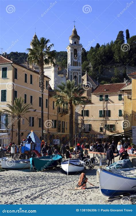 Laigueglia Beach And Village Riviera Dei Fiori Savona Liguria Italy