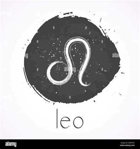 Vector Illustration With Hand Drawn Zodiac Sign Leo On A Grunge Ink