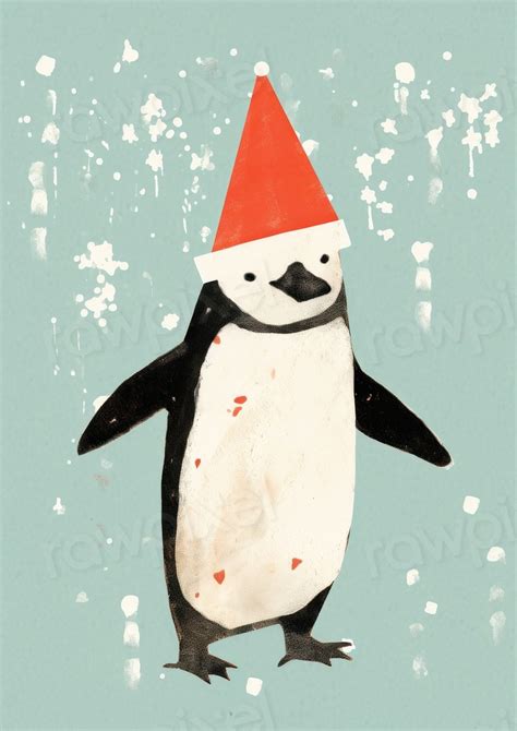 Happy Dancing Penguin Celebrating Christmas Premium Photo