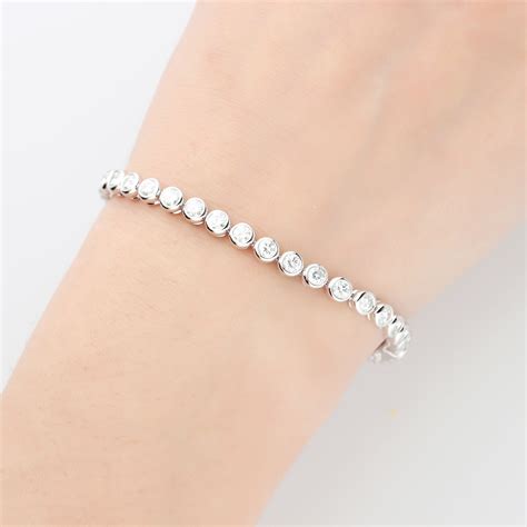 Brilliant 3mm P Round Moissanite Bracelet14k 585 Solid White Etsy