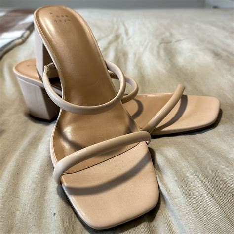 Wide Width Nude Strappy Block Heels Gem
