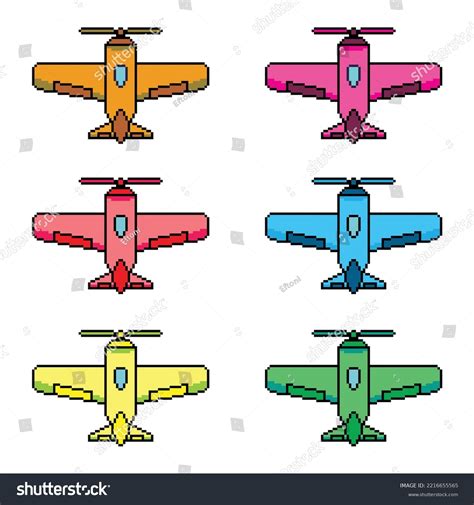 Pixel Art Plane Colorful Set Stock Vector (Royalty Free) 2216655565 ...