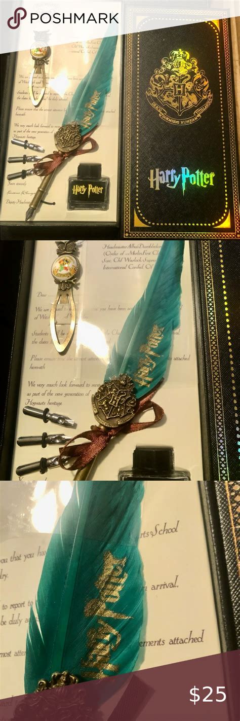 Harry Potter Teal Quill And Hogwarts Letter Opener W Hogwarts