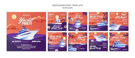 Premium PSD Instagram Posts Collection Luxurious Yacht Party Celebration