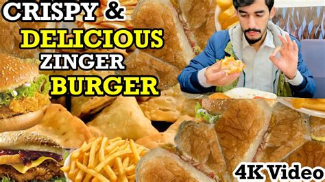 DELICIOUS AND JUICY ZINGER BURGER IN PAKISTAN STREET FOOD IN ABBOTTABAD