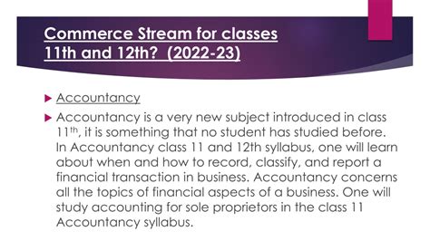 PPT What Are The Subjects Of Commerce Stream For Classes 11th And