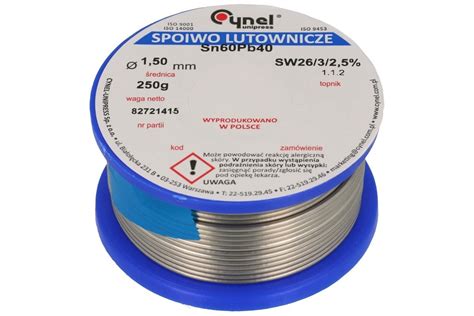 Spoiwo Lutownicze Cynel 1 5mm Szpulka 0 25kg LC60 1 50 0 25