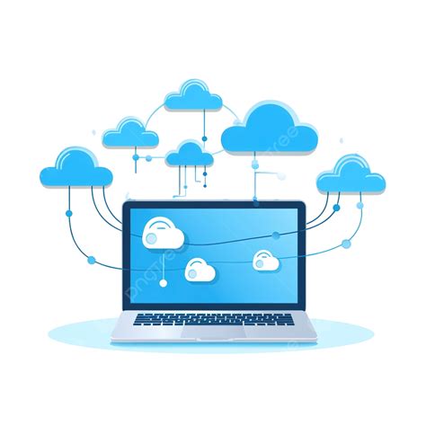 Ilustración De Conexión De Computadora Portátil Y Nube En Un Estilo