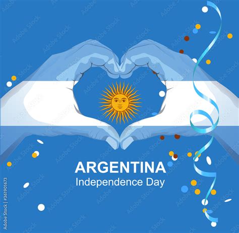 Argentina Independence Day greeting card. Hands palm argentina flag and ...