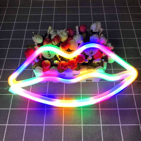 Rainbow Lips Led Neon Sign Lips Neon Wall Light