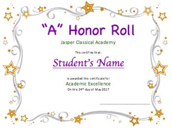 Printable Honor Roll Certificates | TUTORE.ORG - Master of Documents