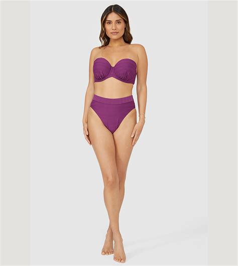 Buy Gorgeous Textured Padded Strapless Bikini Top In Purple Thstreet Oman