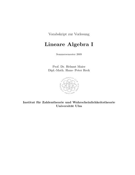 Lineare Algebra I