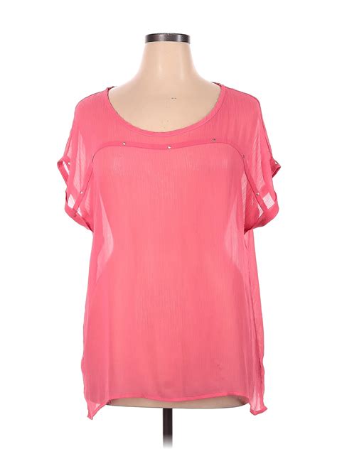 Eyeshadow 100 Polyester Pink Short Sleeve Blouse Size 1x Plus 63