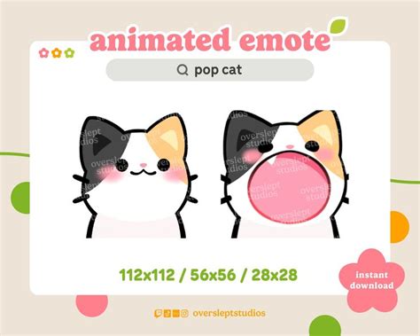 Animated Calico Pop Cat Emote For Twitch And Discord Pop Cat Emote