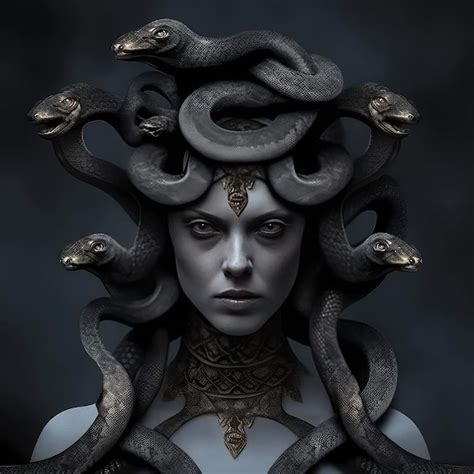 Premium Photo A Woman With Snakes On Her Head Is Wearing A Black And