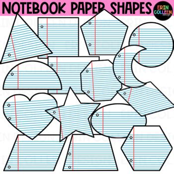 Notebook Paper Shapes Clipart School Supplies By Erin Colleen Design