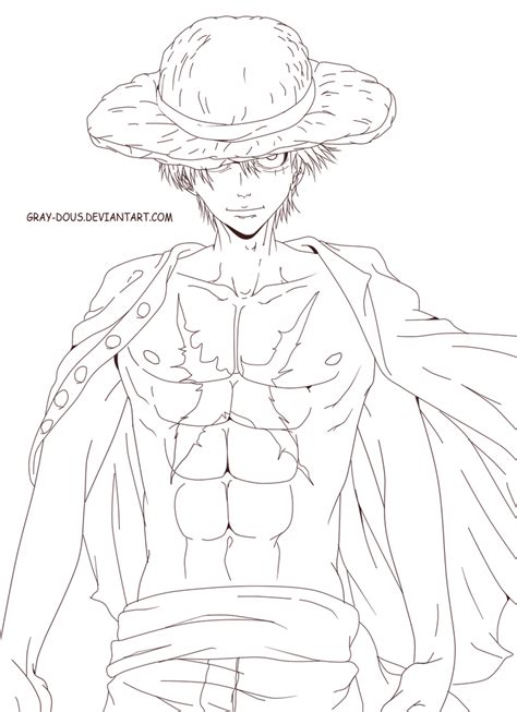 Monkey D.Luffy / One Piece - Lineart by Gray-Dous on DeviantArt