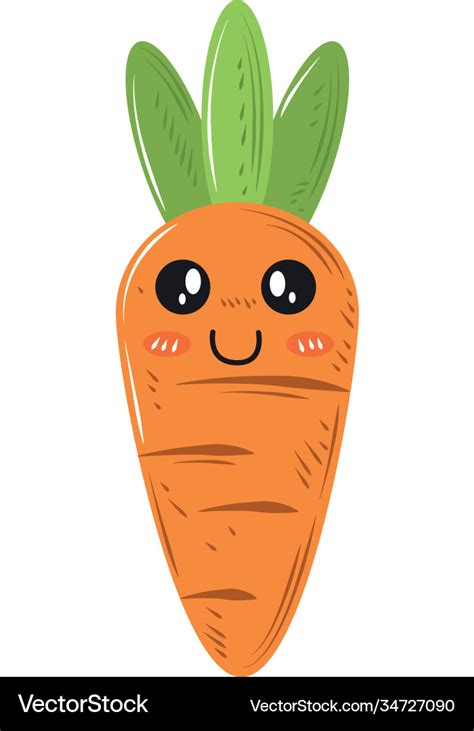 Cute Kawaii Carrot Vegetable Food Royalty Free Vector Image