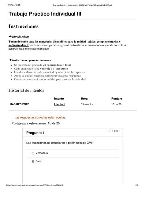 Trabajo Práctico Individual III Matemática PARA LA Empresa I Trabajo