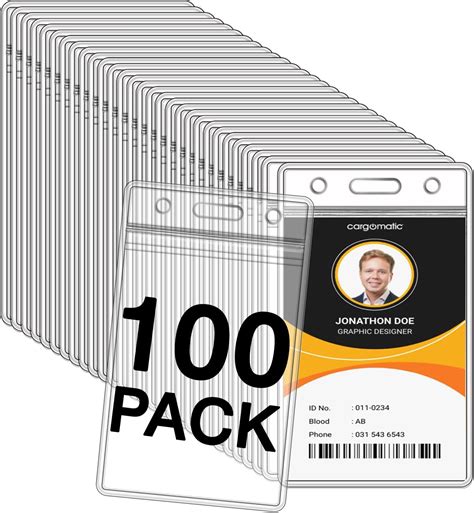 Amazon 100 Pcs Clear Plastic Vertical Name Badge ID Card Holders