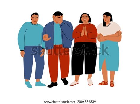Crowd Sad People Men Women Expressing Stock Vector Royalty Free