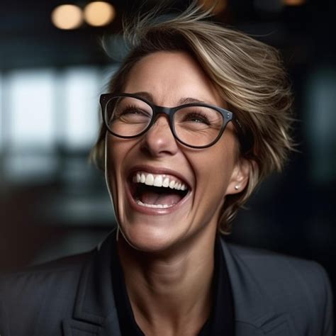 Premium Photo A Woman Wearing Glasses That Says Smile