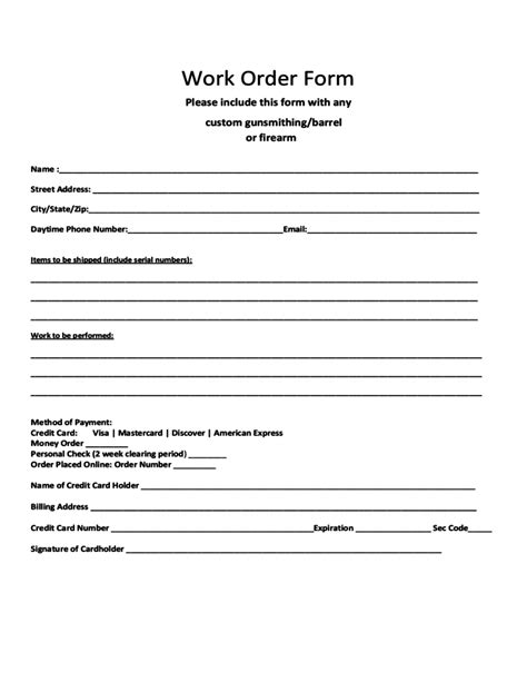 Work Order Sample Free Download