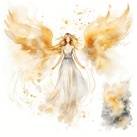 Premium Ai Image Watercolor Of Angel Harp Clouds Halo Ethereal White