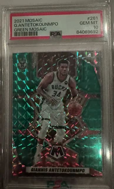 GIANNIS ANTETOKOUNMPO 2021 mosaïque Panini ALL NBA vert Prizm PSA 10