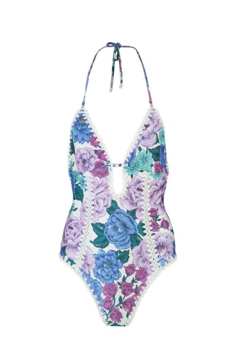 Zimmermann Lilac Floral Poppy Crochet Edge One Piece Galeries Lafayette