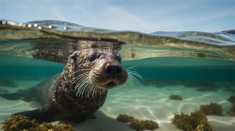 Premium AI Image | Sea Otter Swimming Underwater