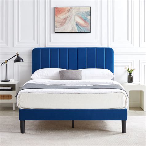 VECELO Queen Size Upholstered Beds Modern Platform Bed Frame With