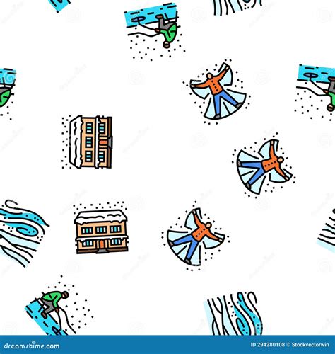 Winter Season Snow Cold Holiday Vector Seamless Pattern Stock