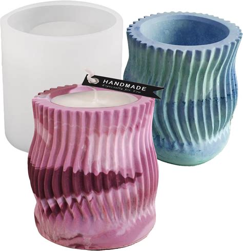 Amazon Wehous Candle Holder Silicone Mold Unique Geometric Stripe