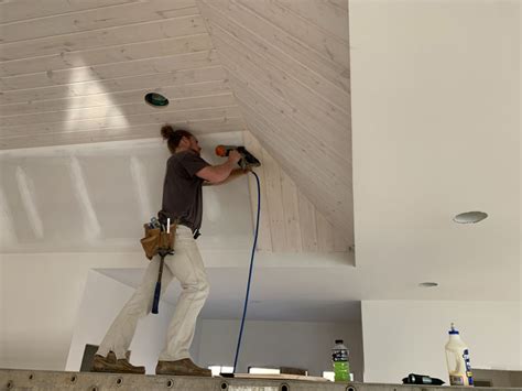 Wood-Plank Ceiling Installation