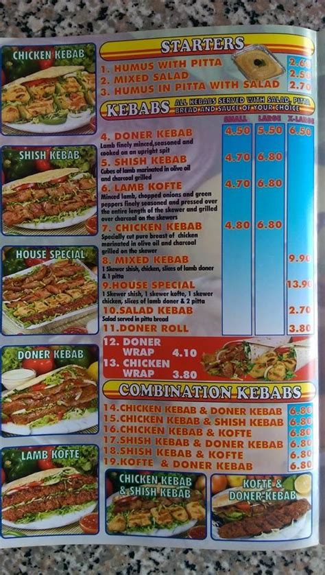 Menu At Kebab Centre Restaurant Southampton