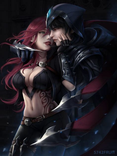 League Of Legends Porn Katarina Navel Tattoo Talon Du Couteau Breasts Lips Hand On Head