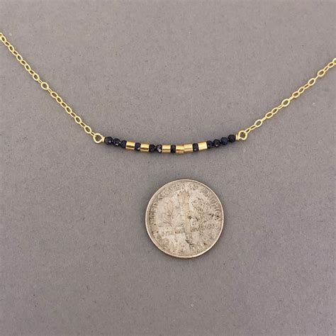 Custom Blue Sapphire Morse Code Necklace In Gold Fill Etsy