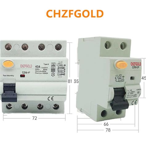 CHZFGOLD RCD RCCB Type B Earth Leakage Residual Circuit Breaker Evse 2P