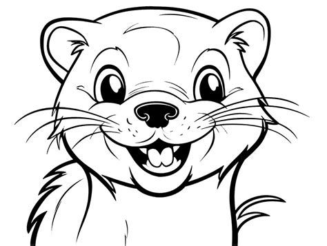 Cute Mink Illustration For Coloring - Coloring Page