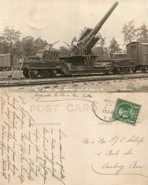 Wwi Railway Gun Fort Eustis Va Real Photo Postcard Antique Rppc