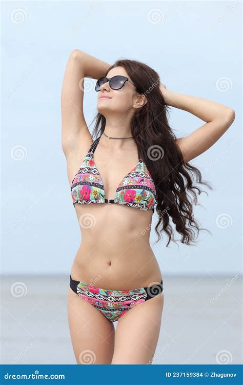 Mujer En Bikini En La Playa Foto De Archivo Imagen De Pecho