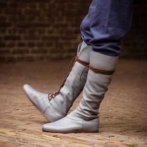 Limited Edition Armstreet Unisex Grey Leather High Boots Forest